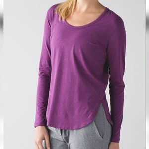 Lululemon Love Scoop Long Sleeve Tee in Heathered Chilled Grape Lightweight